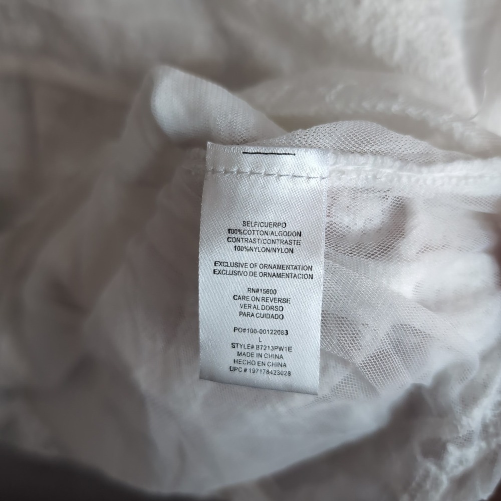 Democracy White Lace Embroidered Babydoll Top B7213PW1E Large NWT - Picture 4 of 10